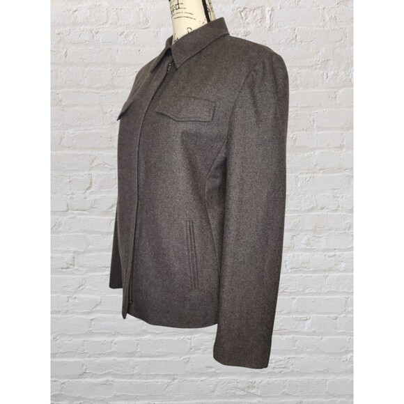 J Crew Jacket Womens LG Brown Wool Blend Bomber Zip Up Lined Coat Warm Classic - Picture 2 of 9